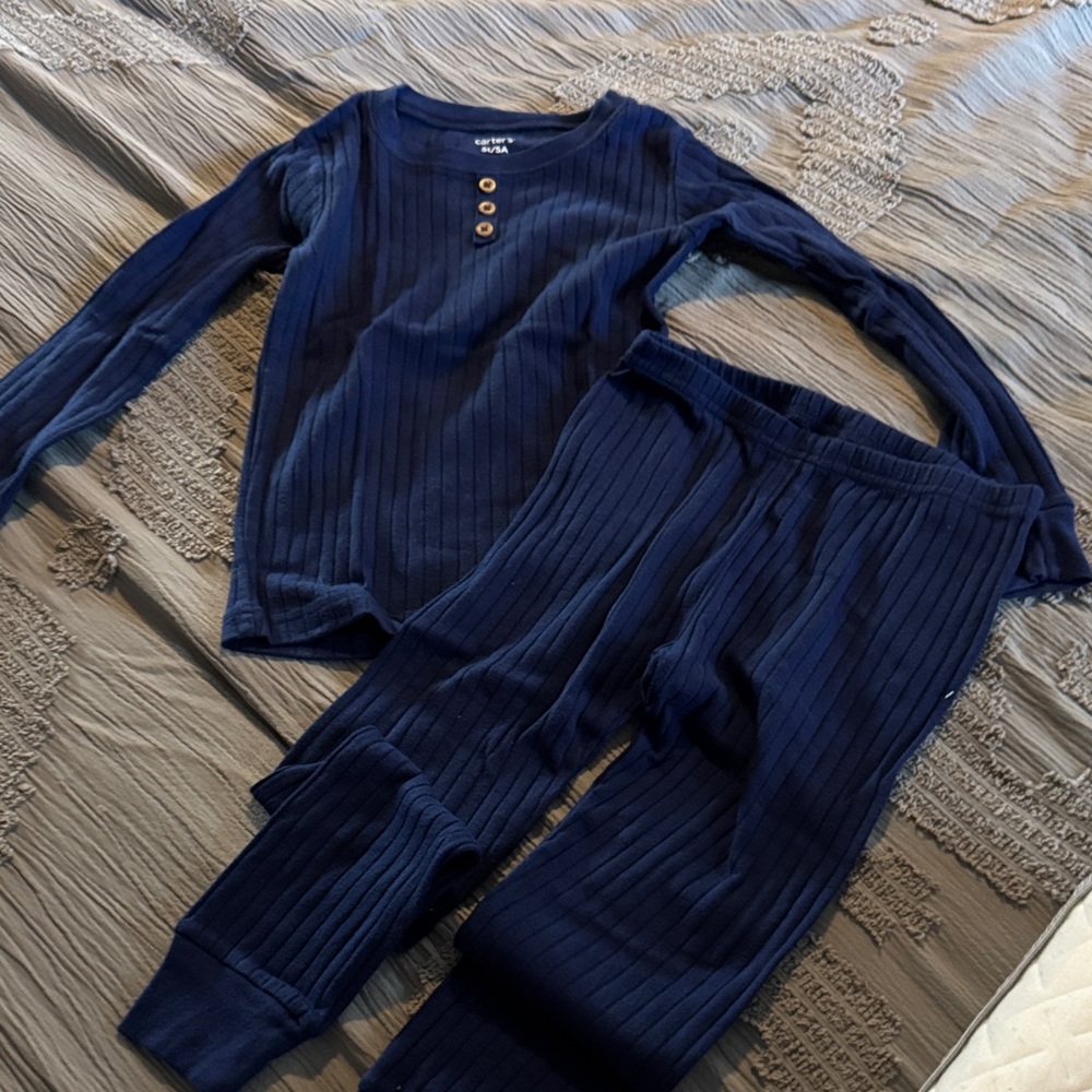 Carter's Dark Blue Ribbed Pajama Set